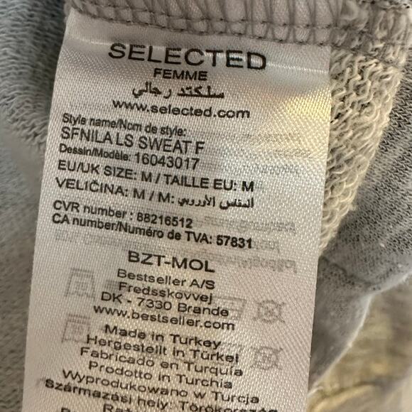 Selected Femme Gray Lace Up Shoulder Detail Sweatshirt - Picture 5 of 7